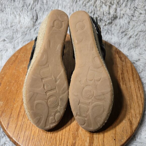 Born Alaina Womens 8M/39 Platform Wedge Black Leather Ankle Strap Buckle Sandal - Picture 6 of 11